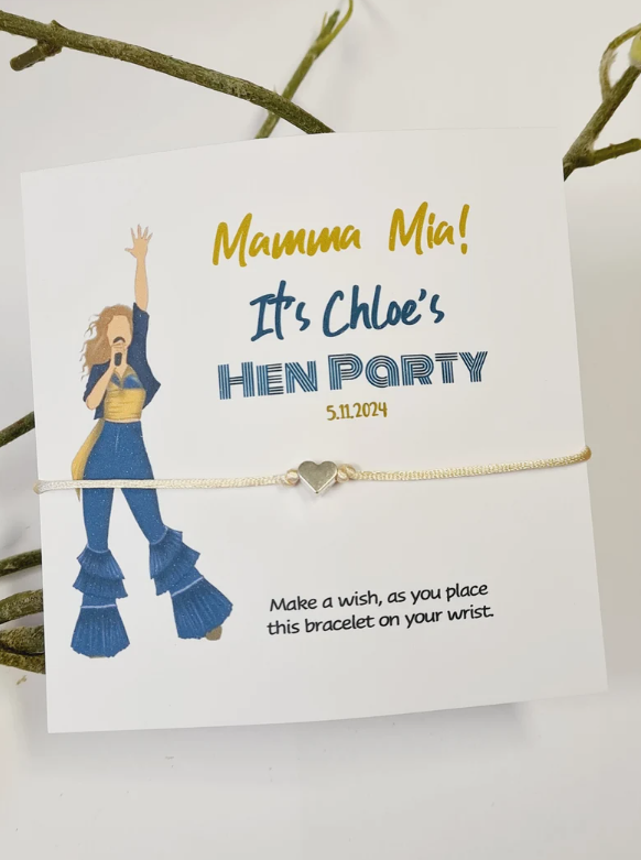 Mamma Mia Movie Film Inspired Hen Party Personalised Wish Bracelets Calligraphy Girls Weekend Hen Do V65