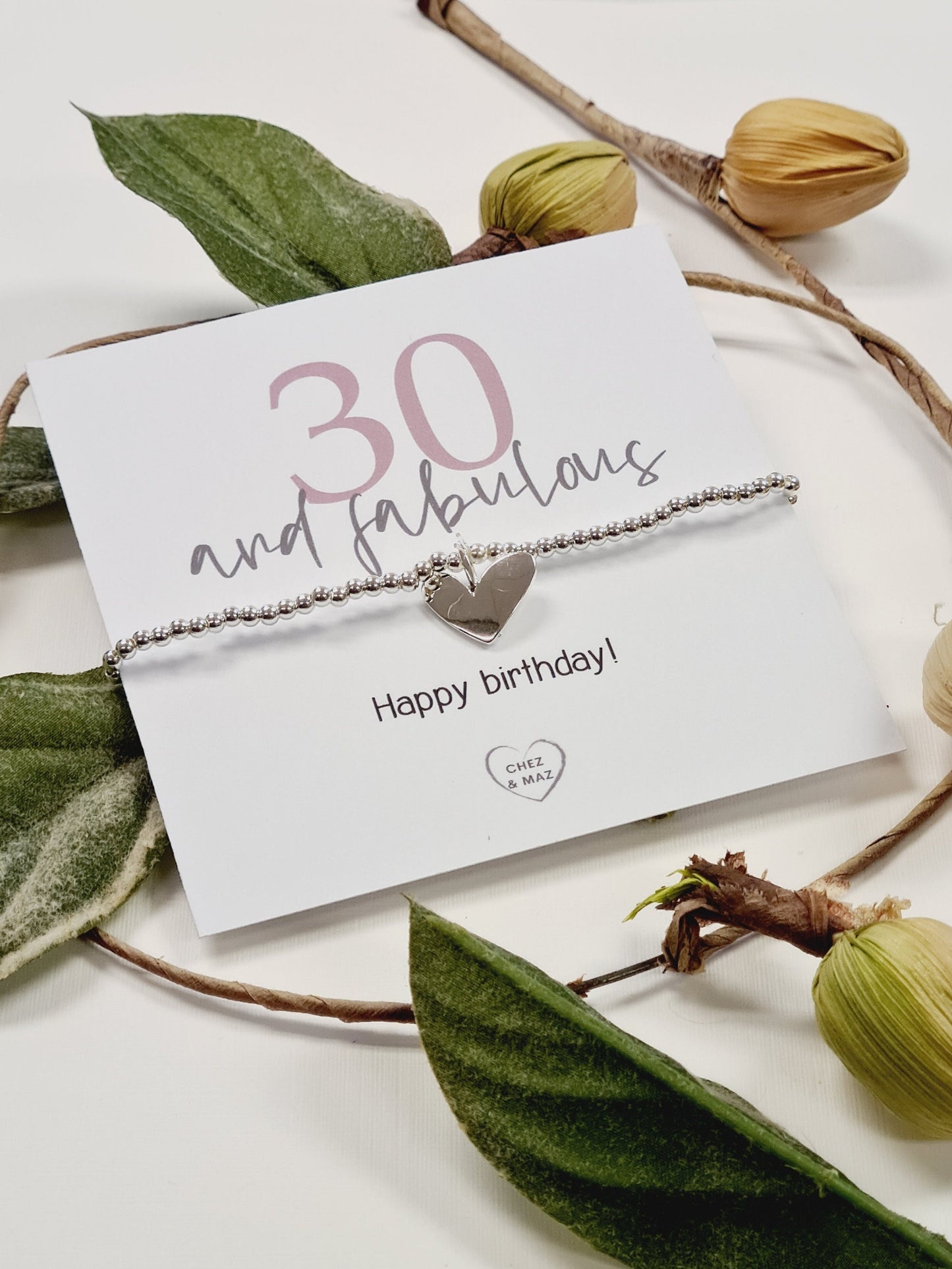 30 and Fabulous I 30th Birthday I 30 I Thirty I Happy birthday - Silver plated charm bracelet & silver heart charm I 30th Birthday Bracelet