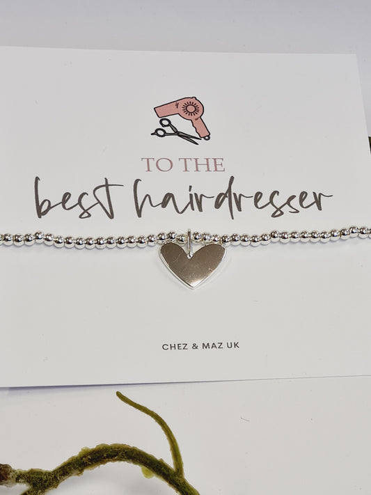 Hairdresser - Best Hairdresser - Silver Plated Charm Bracelet & Silver Coloured HeartCharm - Gift - Bracelet - cm402