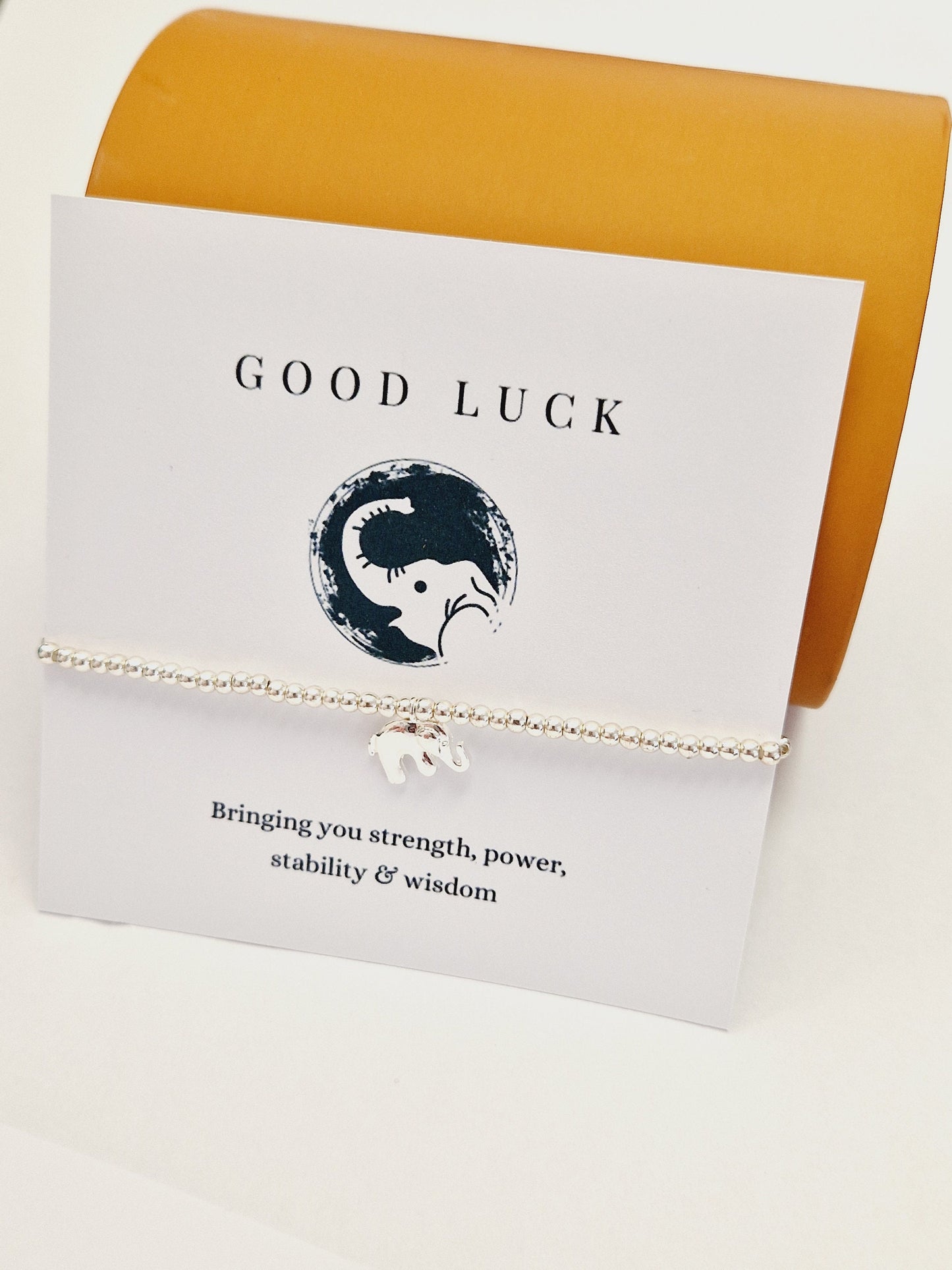 Good Luck I Strength I Power I Wisdom I Stability - Lucky Elephant - Silver Plated Charm Bracelet & Elephant Charm