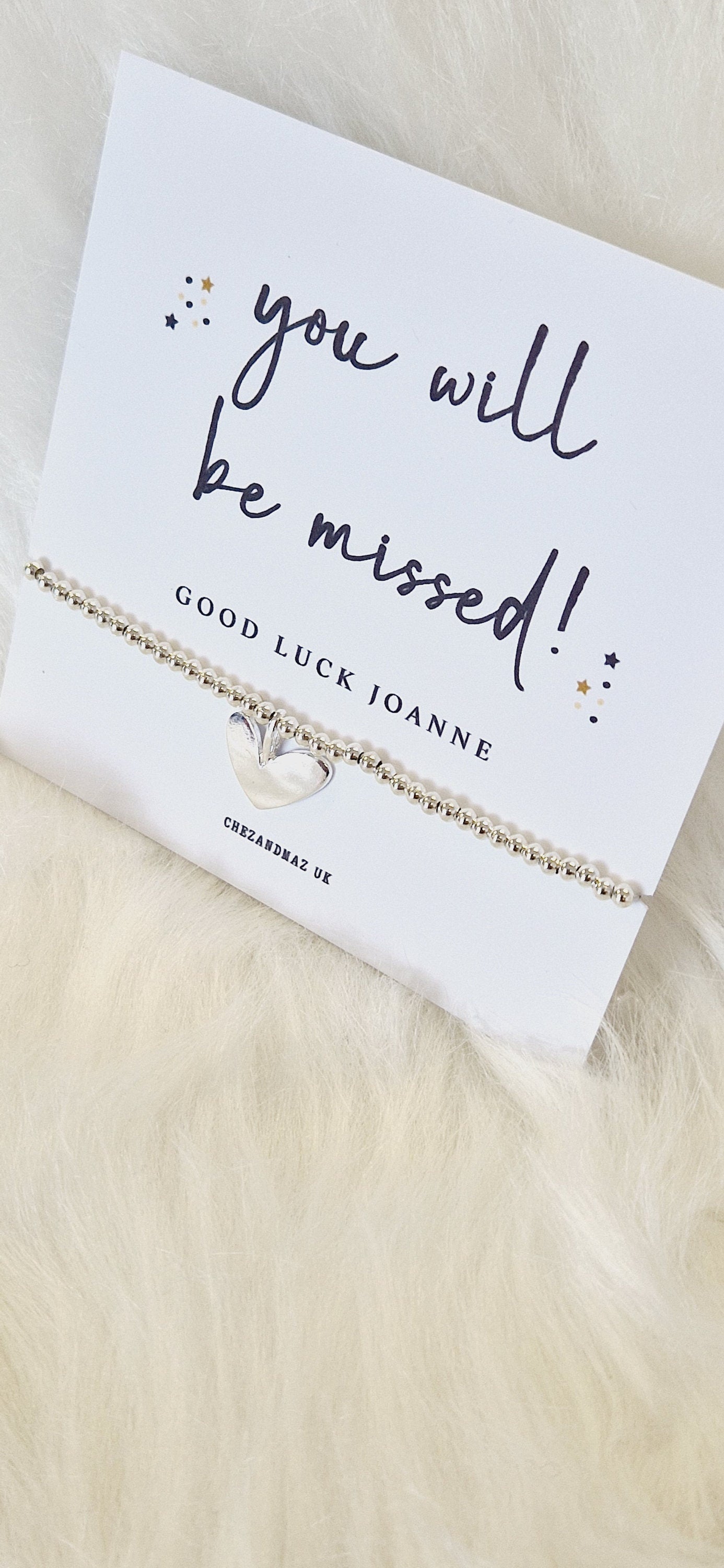 Personalised You Will Be Missed Silver Plated Bracelet | New Job | Congratulations I Leaving Gift I Quote I Silver Charm I Retirement Travel
