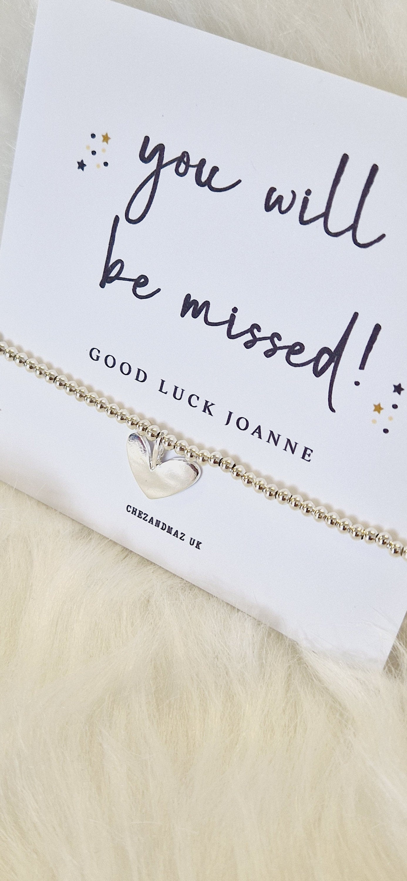 Personalised You Will Be Missed Silver Plated Bracelet | New Job | Congratulations I Leaving Gift I Quote I Silver Charm I Retirement Travel