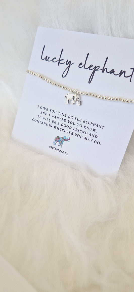 Lucky I Travel Elephant Silver Plated Bracelet I Elephant Charm I Good Luck Charm I Travelling I Elephant Lover I Lucky Elephant I A2