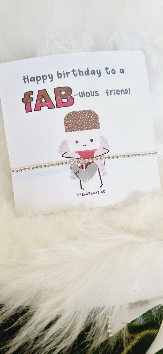 Happy Birthday to a FAB-ulous friend I Fab Bracelet I Birthday Gift I Milestone Birthdays I Funny, Charm Bracelet