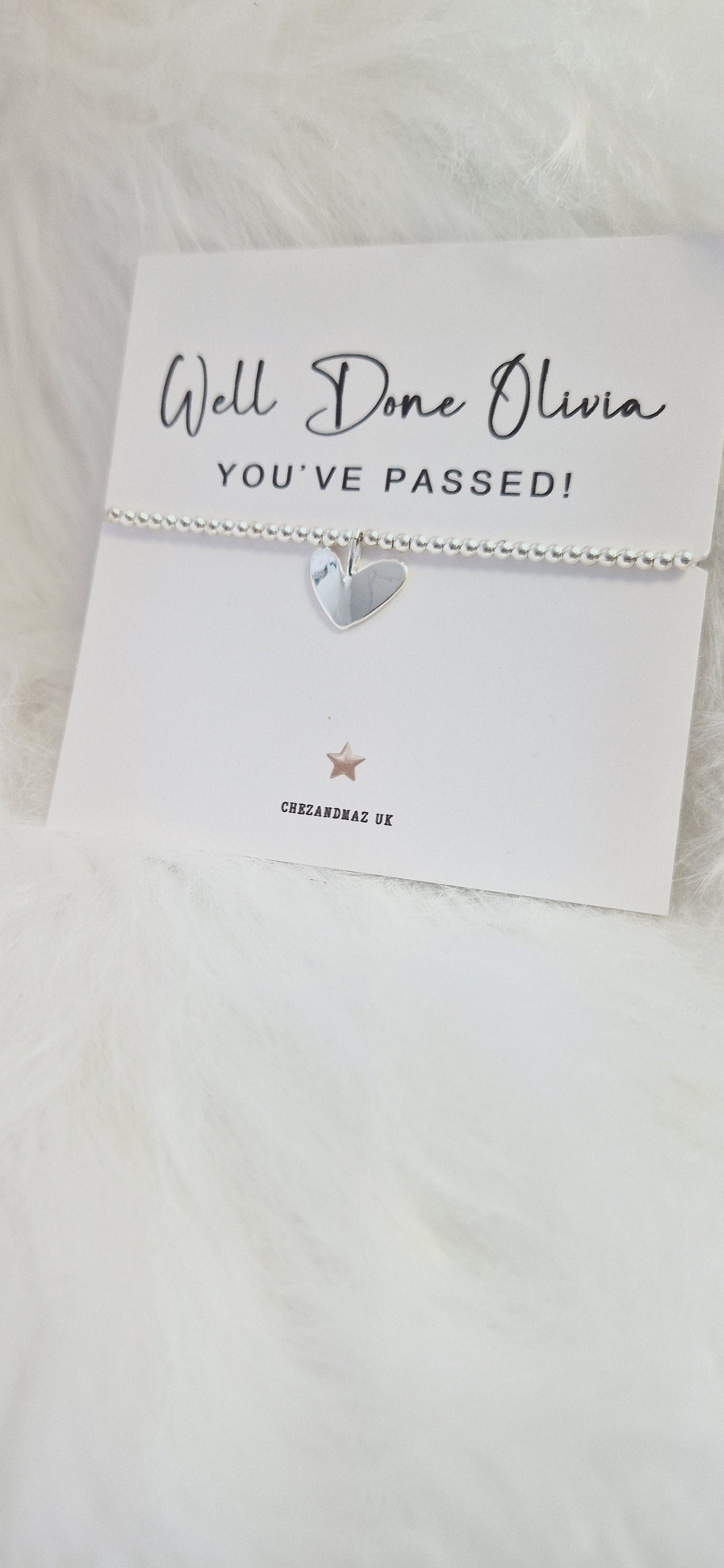 Congratulations I Personalised I Passing Exams A level, Degree, GCSE I Driving Test I Silver plated charm bracelet & silver heart charm