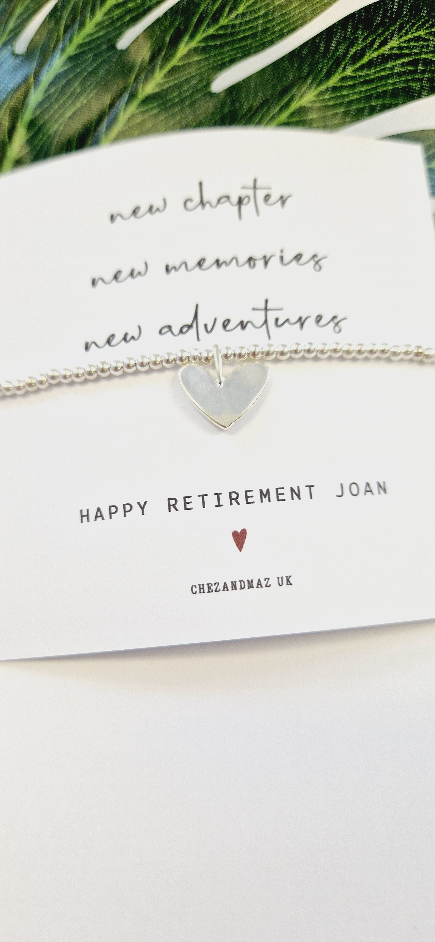 Personalised Retirement Bracelet | Good Luck I New Chapter I New Memories I New Adventures | Silver Plated Charm Bracelet RT100