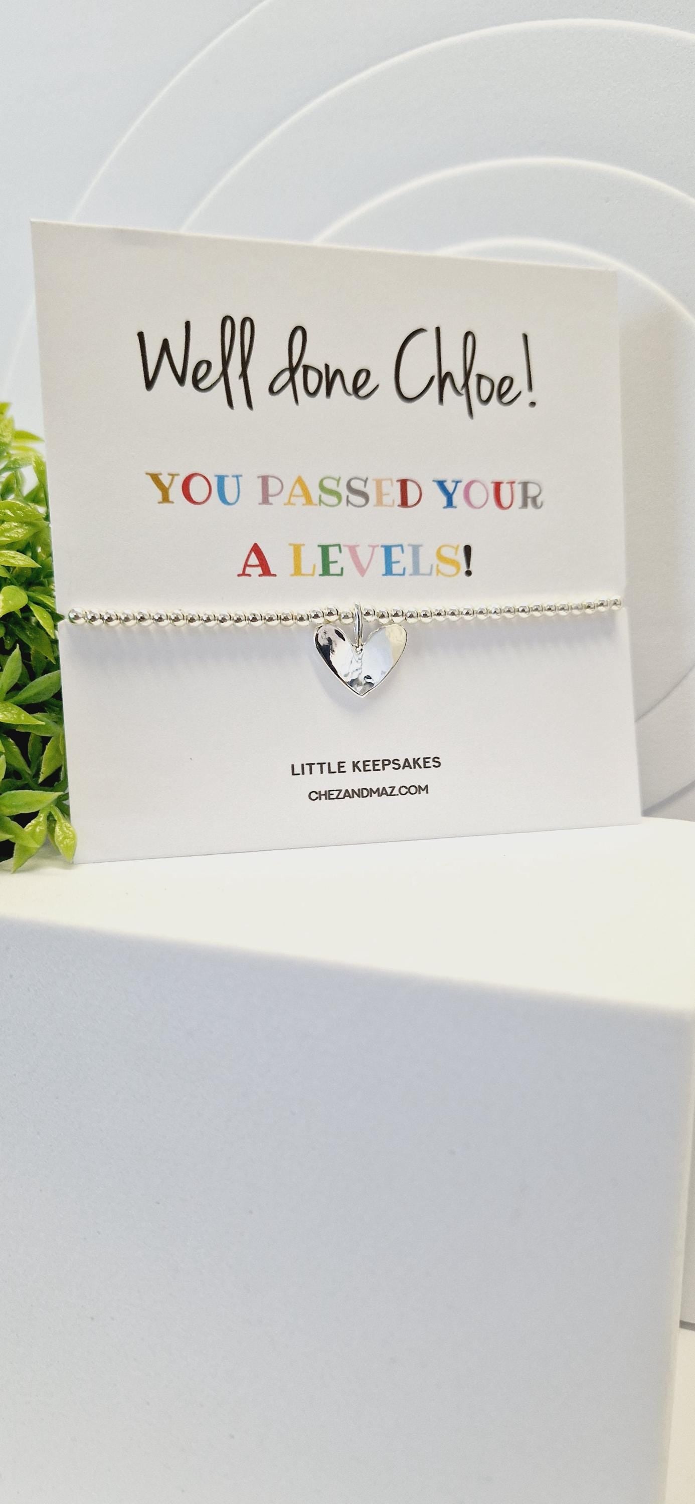 Personalised Congratulations I T Levels I BTEC I A Levels I Passing Exams I Silver Plated Charm Bracelet & Heart Charm IJu8