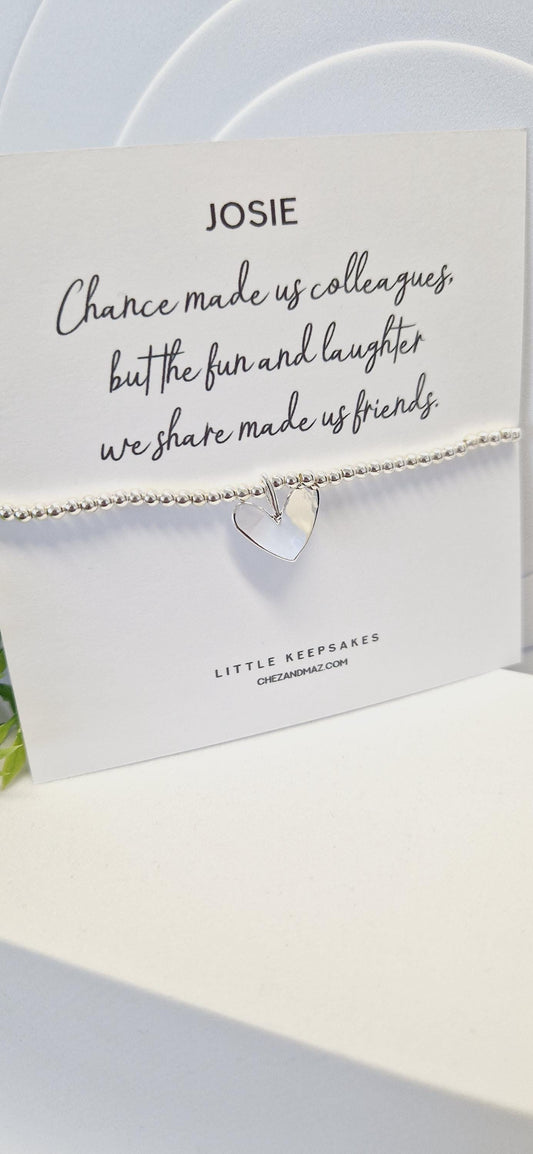 Personalised Chance made us Colleagues Friendship Gift | Leaving Gift | Retirement Gift | Work Friend I Silver Plated Charm Bracelet JU6