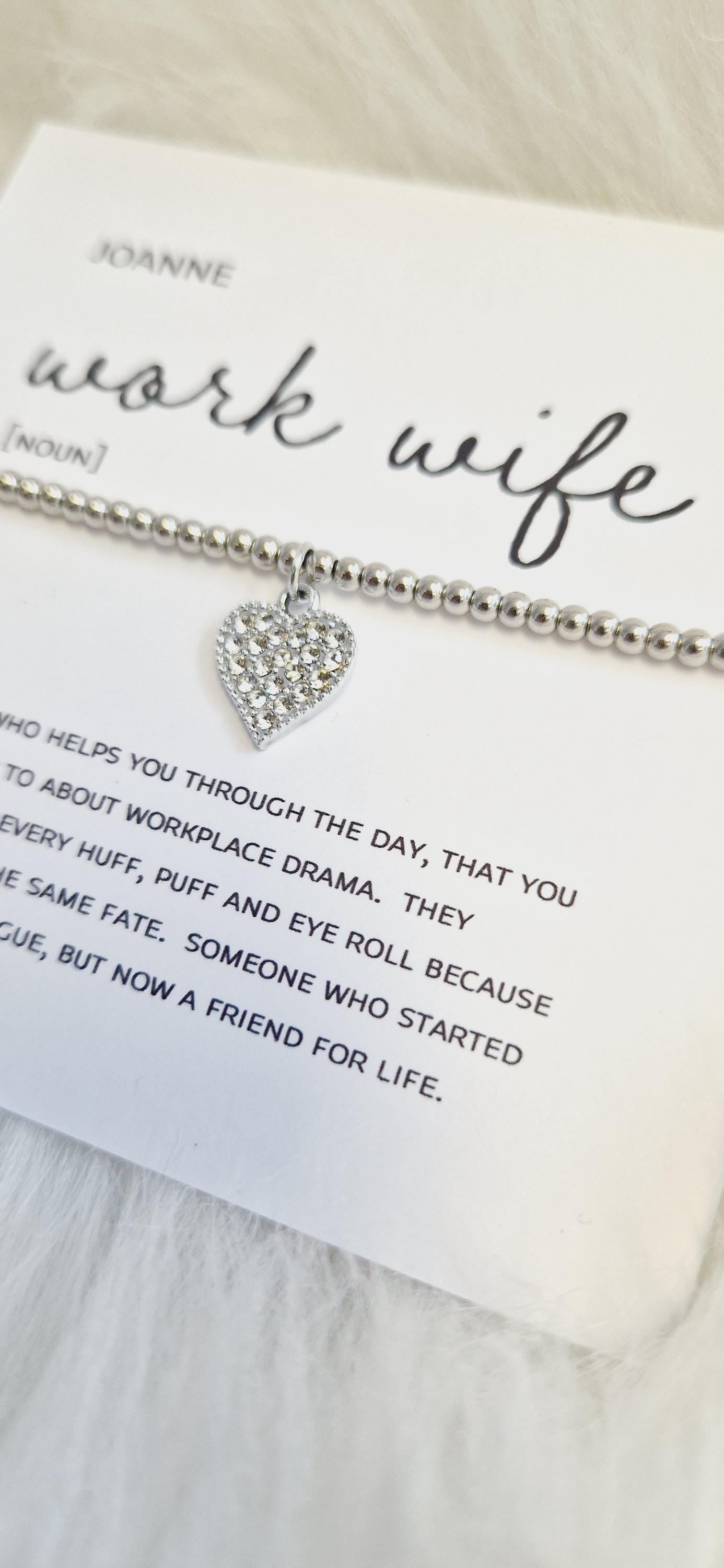 Personalised Work Wife I Friendship Gift | Leaving Gift Colleague | Retirement Gift | Work Friend I Silver Plated Charm WW3