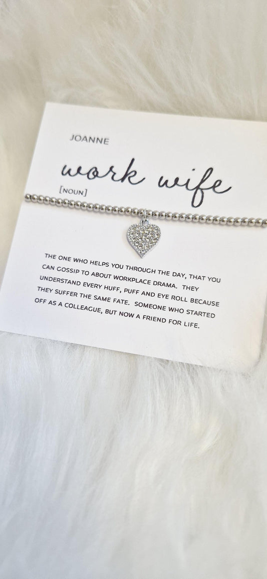 Personalised Work Wife I Friendship Gift | Leaving Gift Colleague | Retirement Gift | Work Friend I Silver Plated Charm WW3