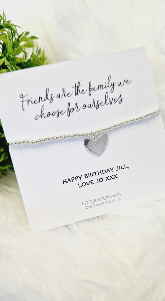 Friends are the family we choose for ourselves I Friendship Gift | Family | Silver Plated Bracelet | Best Friend Gift Birthday I Charm JU6