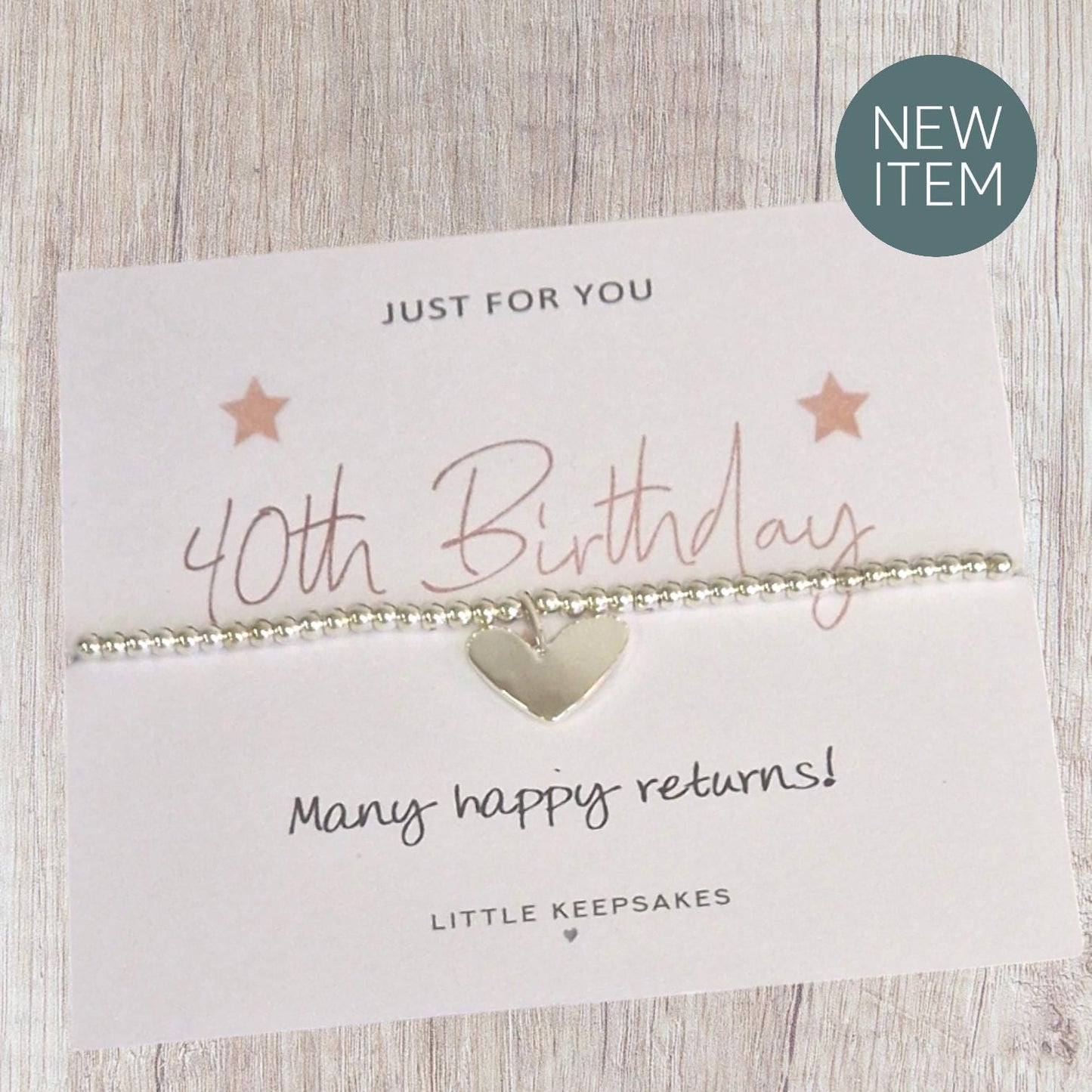 40th Birthday Bracelet I Happy Birthday I Forty I 40th Birthday I Fortieth I Silver plated charm bracelet & Rose Gold Plated Heart Charm-JC6