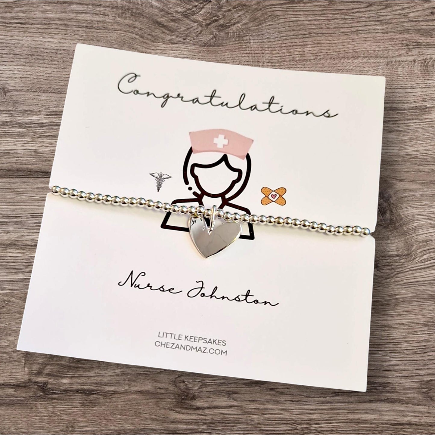 Nurse Appreciation Bracelet – Silver Plated Gift, RN, LPN, Nursing Student Gift -Silver plated charm bracelet heart charm - New Nurse