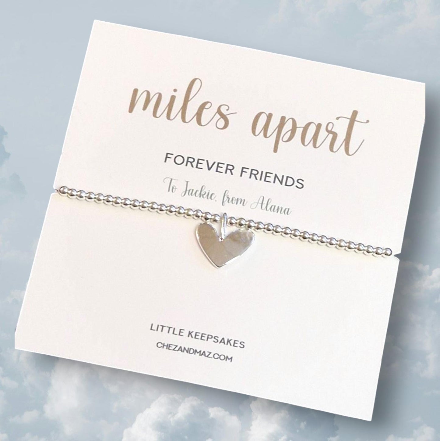 Miles apart, forever friends Personalised.. Bracelet I friend gift I family I Love I Long-distance I Silver Plated Bracelet Ju8