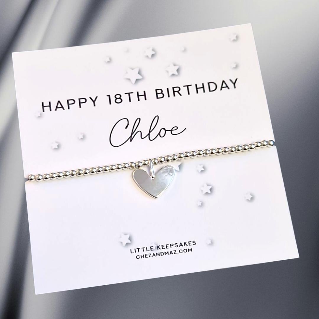 Personalised I Happy 18th Birthday I 18 I Eighteen I Silver Plated Charm Bracelet & Silver Coloured Charm I 18th Birthday Keepsake- M6