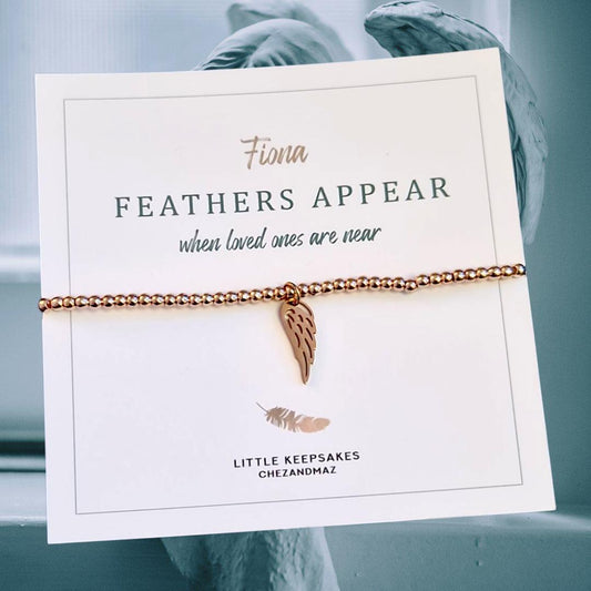 Feathers Appear When Loved Ones Are Near I Bracelet Personalised I Loss And Grief I Stretch Heart Charm Bracelet I Bereavement Silver Gift