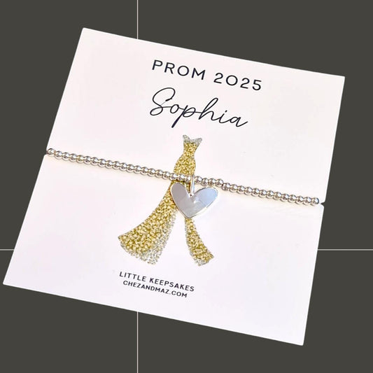 Personalised Prom Night Dress Design - School Prom 2025 - Charm Bracelet - School Leavers - Class of 2025 - School Leavers Gift - Prom1