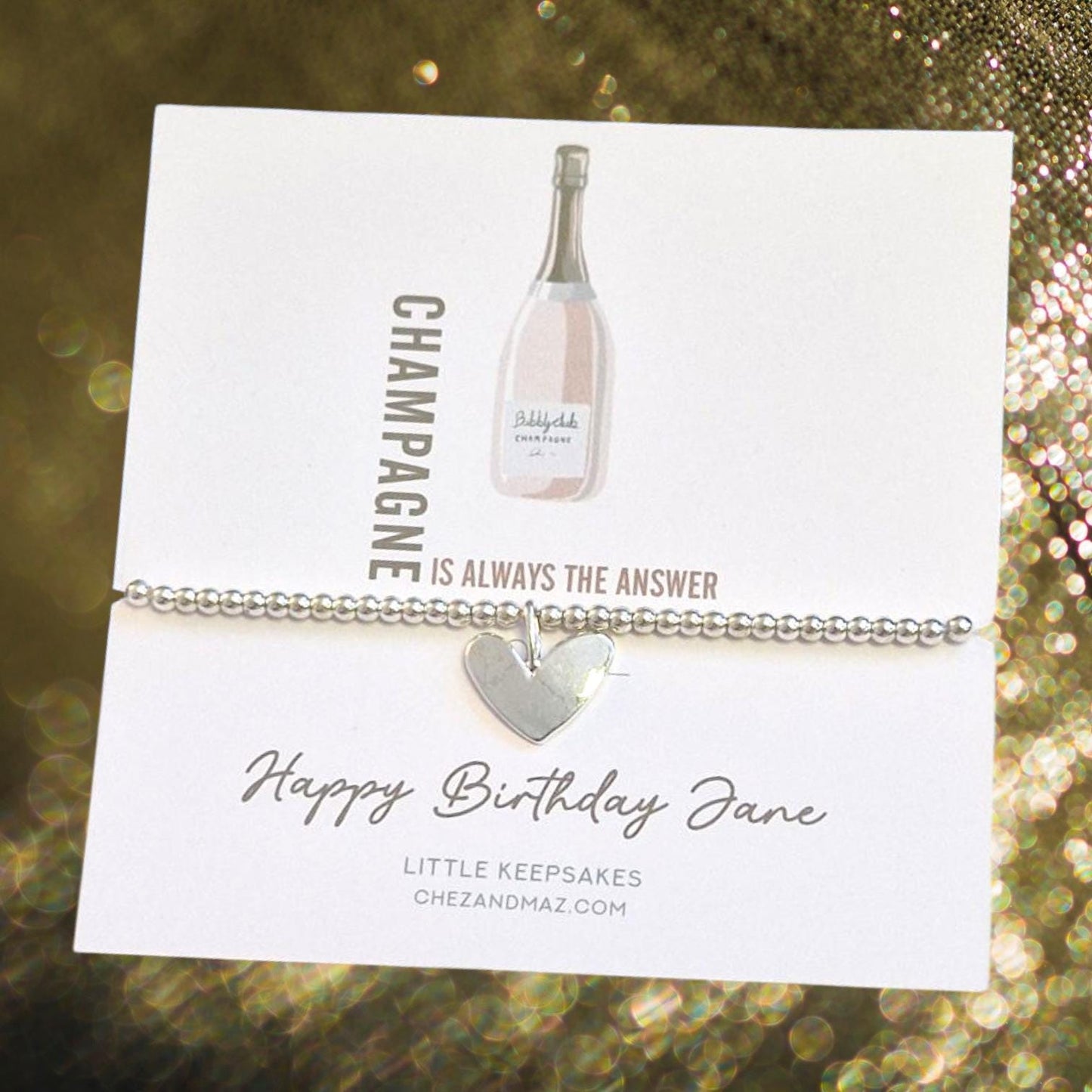 Champagne Happy Birthday I Birthday Gifts For her I Beaded Silver Jewellery with Silver champagne glasses I Champagne is always the answer