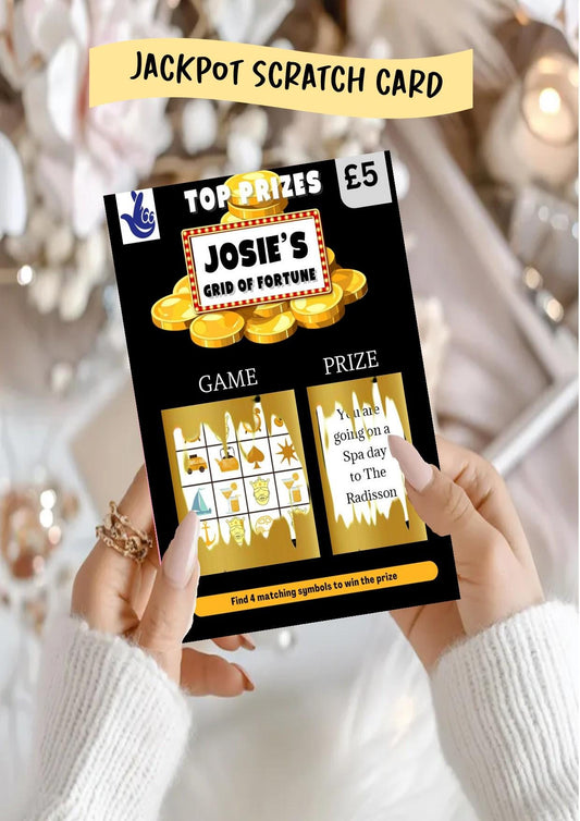 Grid of Fortune Personalised Scratchcard, Scratch to Reveal Voucher, Surprise Reveal Fun Gift Scratch to Win Lucky Ticket - Holiday - Sc233