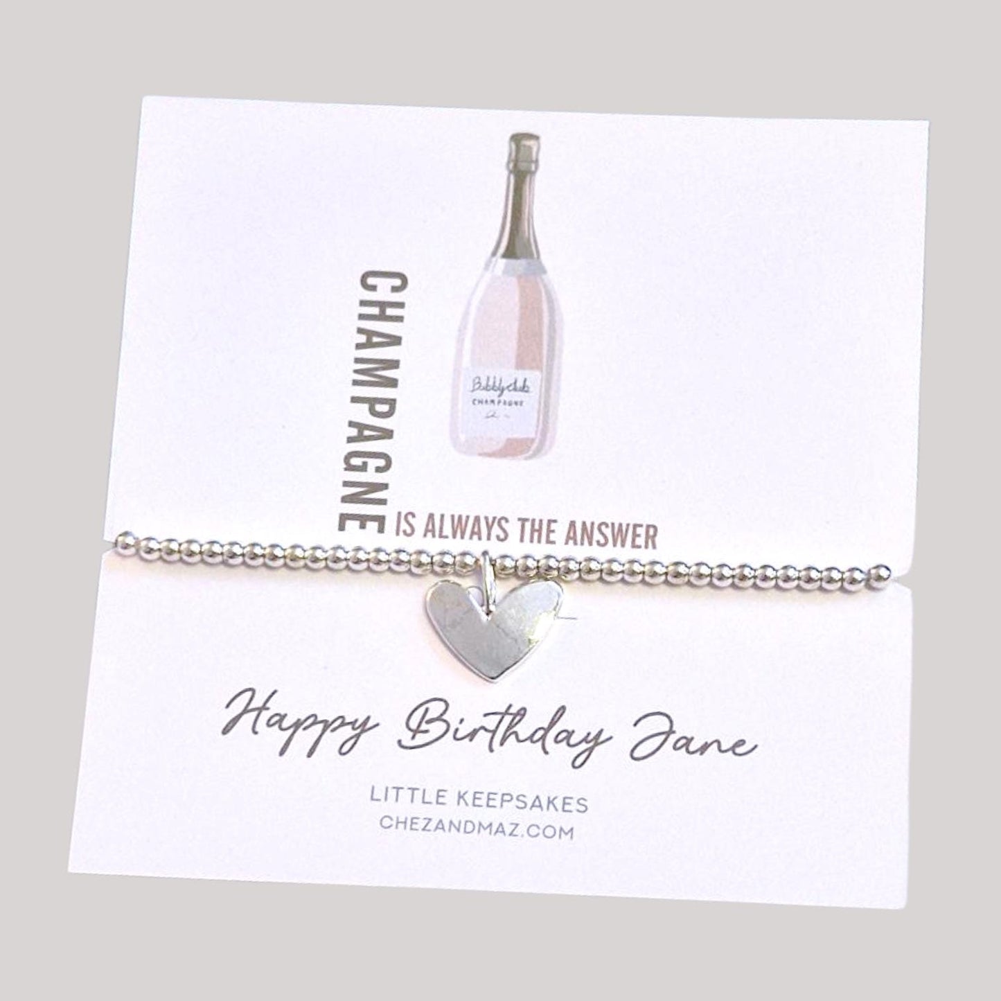 Champagne Happy Birthday I Birthday Gifts For her I Beaded Silver Jewellery with Silver champagne glasses I Champagne is always the answer