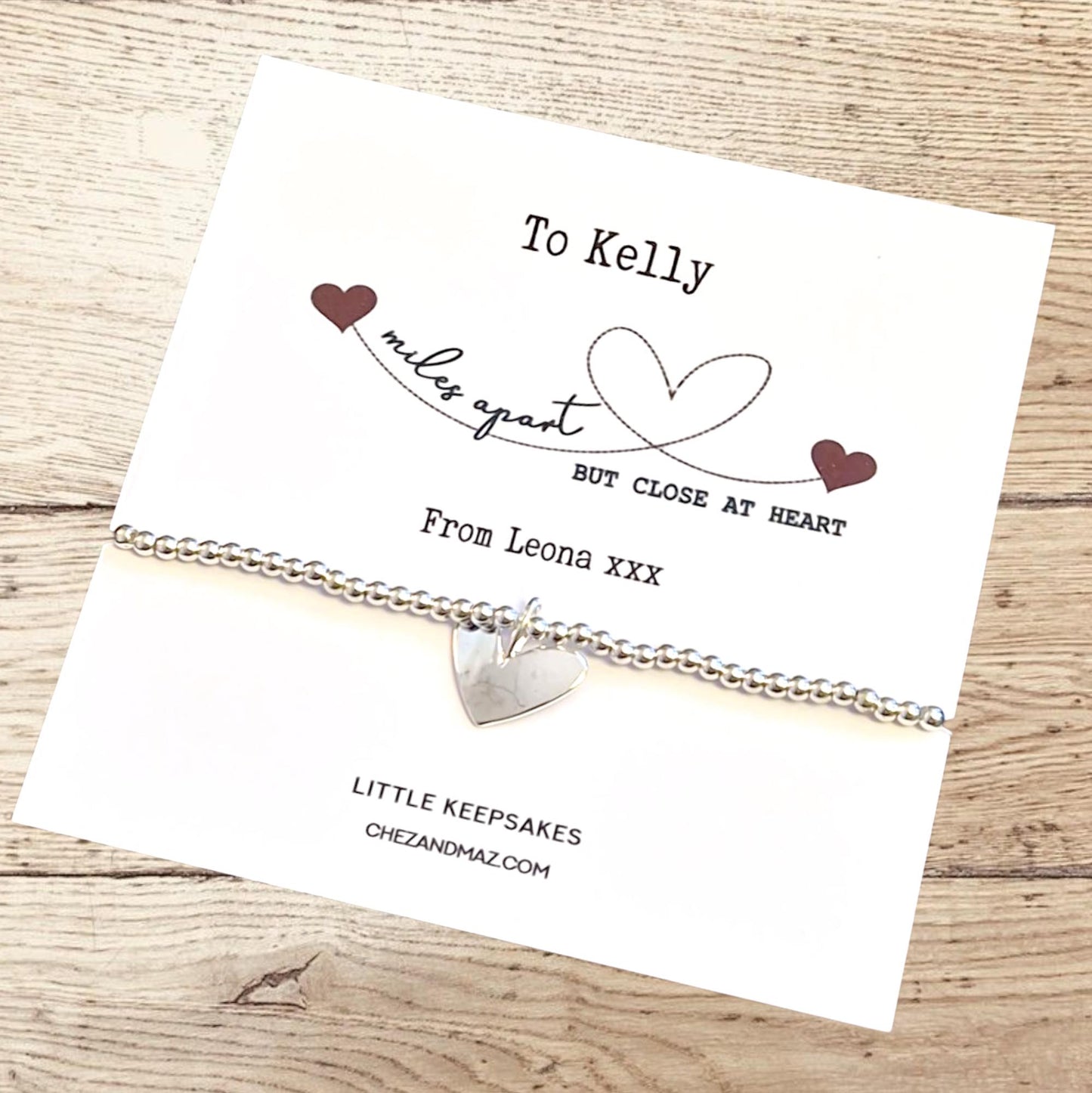 Miles apart, but close at heart I Personalised.. Bracelet I friend gift I family I Love I Long-distance I Silver Plated Bracelet Ju8