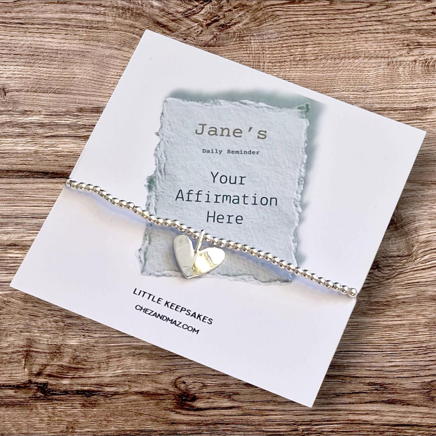Personalised Your own text I Inspirational Reminder | Daily Affirmation I Silver Plated Bracelet | Friend Gift I Letterbox Gift