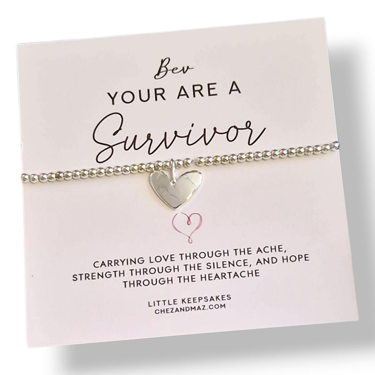 Survivor Silver Bracelet – Inspirational Jewelry, Gift for Her, Resilience Bracelet, Handcrafted Silver plated, Strength Token I Heartache
