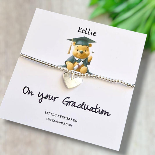 Personalised Congratulations on your Graduation I Winnie the Pooh I Silver Plated Bracelet | Congratulations | Well Done | Passed Exams jh6