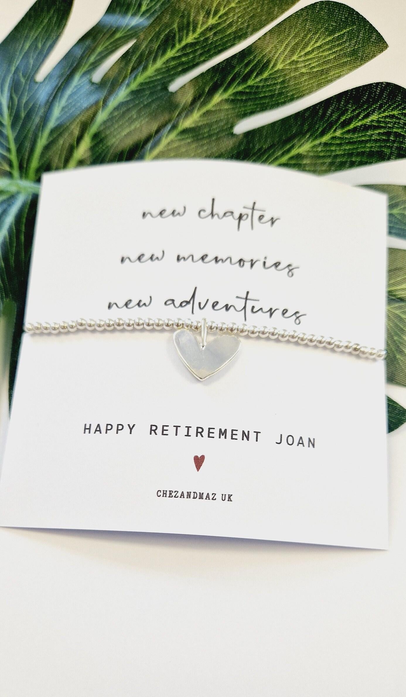 Personalised Retirement Bracelet | Good Luck I New Chapter I New Memories I New Adventures | Silver Plated Charm Bracelet RT100
