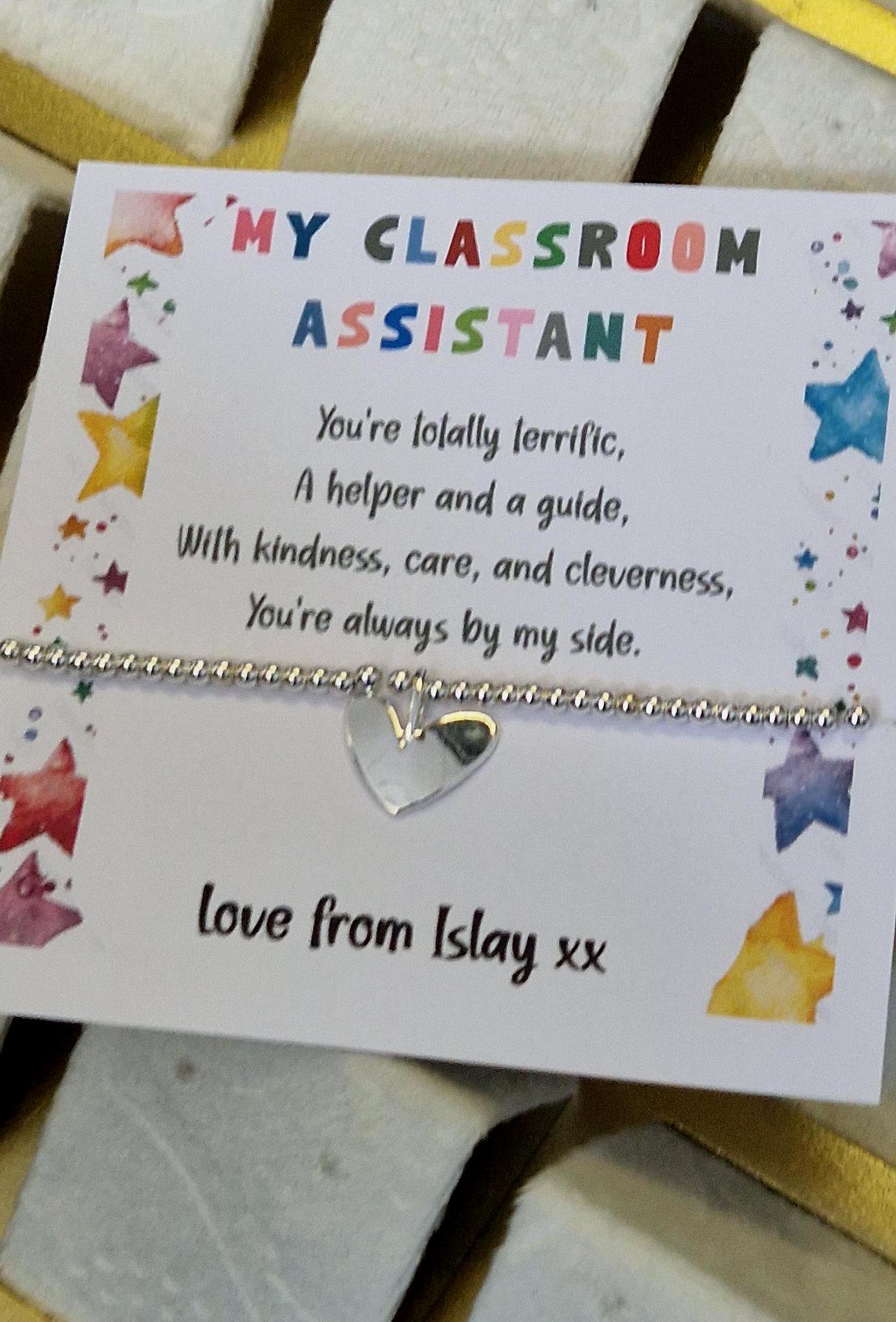 Personalised Classroom Assistant, Learning Support Assistant, Thank You Bracelet, LSA, Silver Bracelet, Appreciation-End of Year Gift
