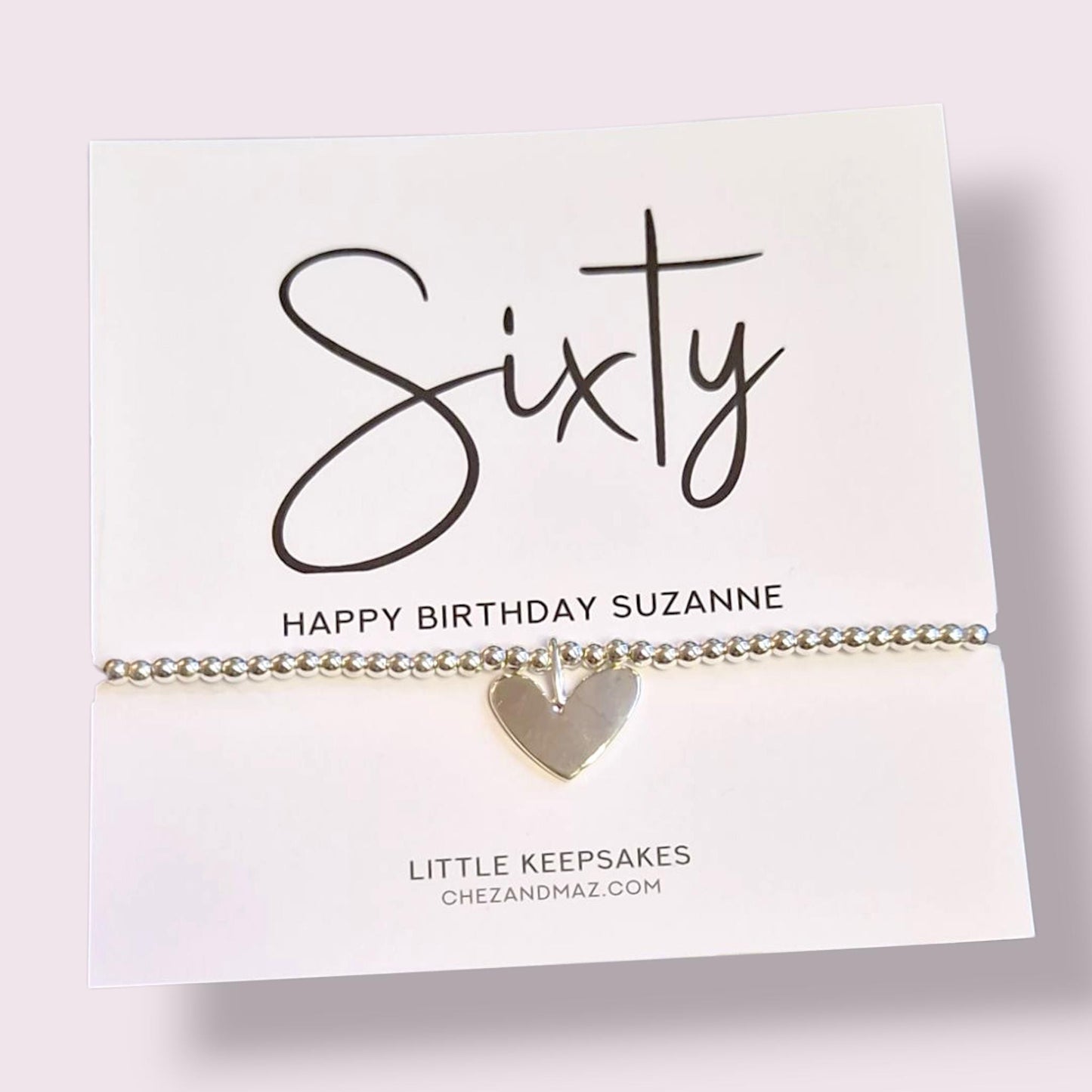 Personalised 60th Birthday Bracelet | 60th Birthday Gift for Her – Silver Plated Charm Bracelet, Milestone Birthday Jewellery for Women re5