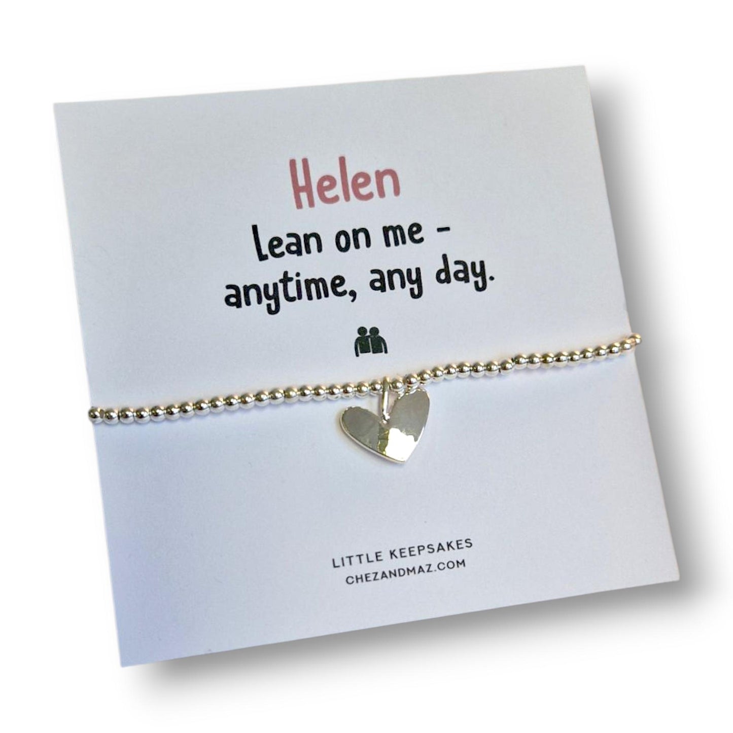 Lean on Me Anytime, Any Day Bracelet Personalised | Silver-Plated | Friendship Gift | Support Quote Jewellery | Encouragement for Her