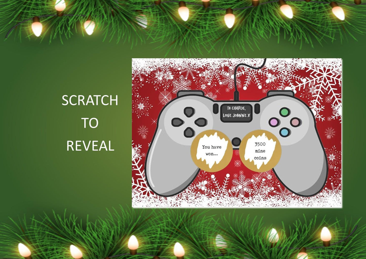 Christmas Gamer Scratch Card โ Holiday Surprise for Gamers, Funny Scratch Off Card, Video Game Christmas Gift for Him or Her - Reveal