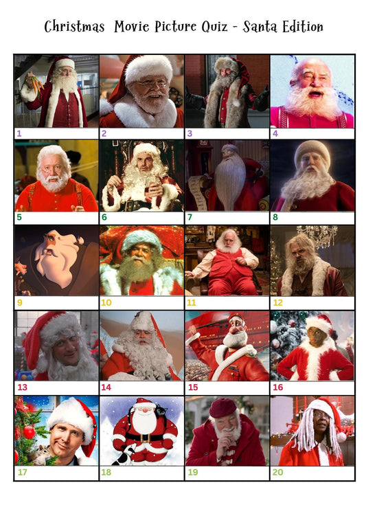 Santa Christmas Movie Quiz | Picture Round | Instant Download | Fun Printable Holiday Game I Print at home