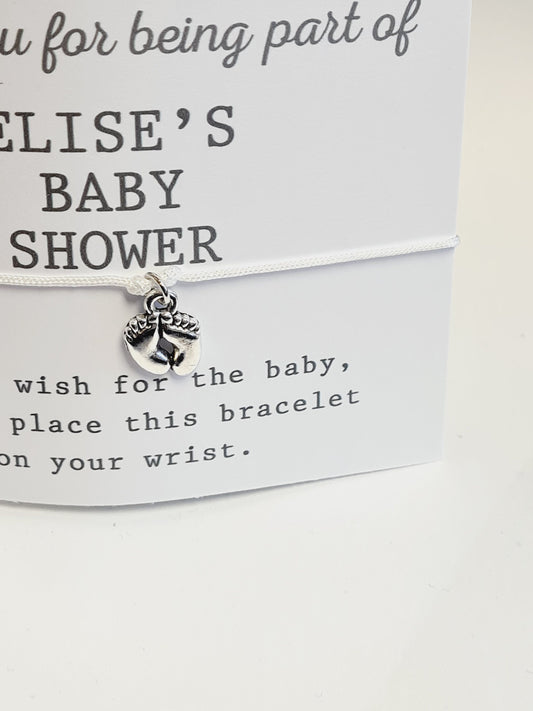 Glitter Heart Design Personalised Baby Shower Wish Bracelet, Mummy to Be, Charm String Bracelet, Personalised Gift - R86
