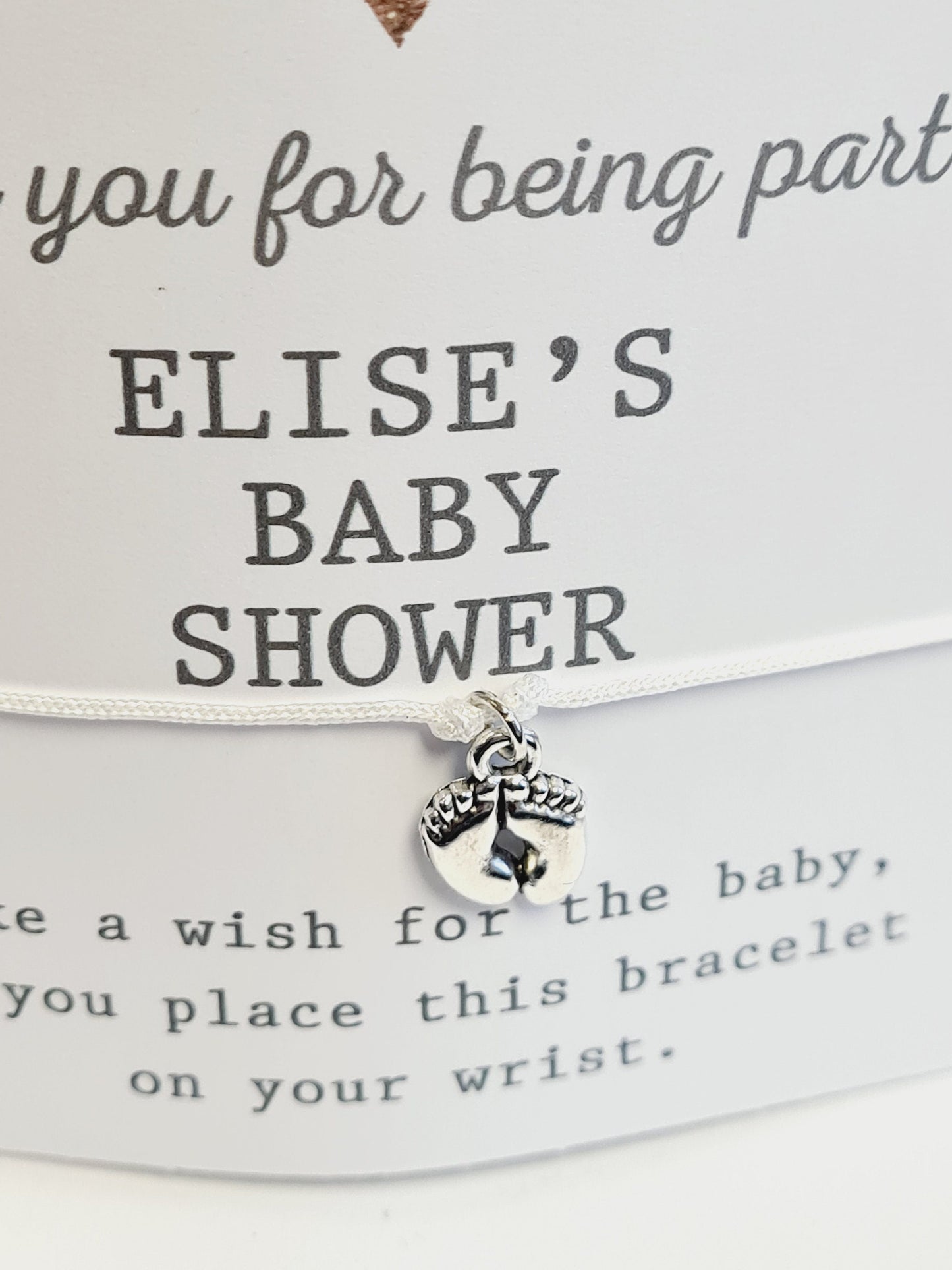 Glitter Heart Design Personalised Baby Shower Wish Bracelet, Mummy to Be, Charm String Bracelet, Personalised Gift - R86