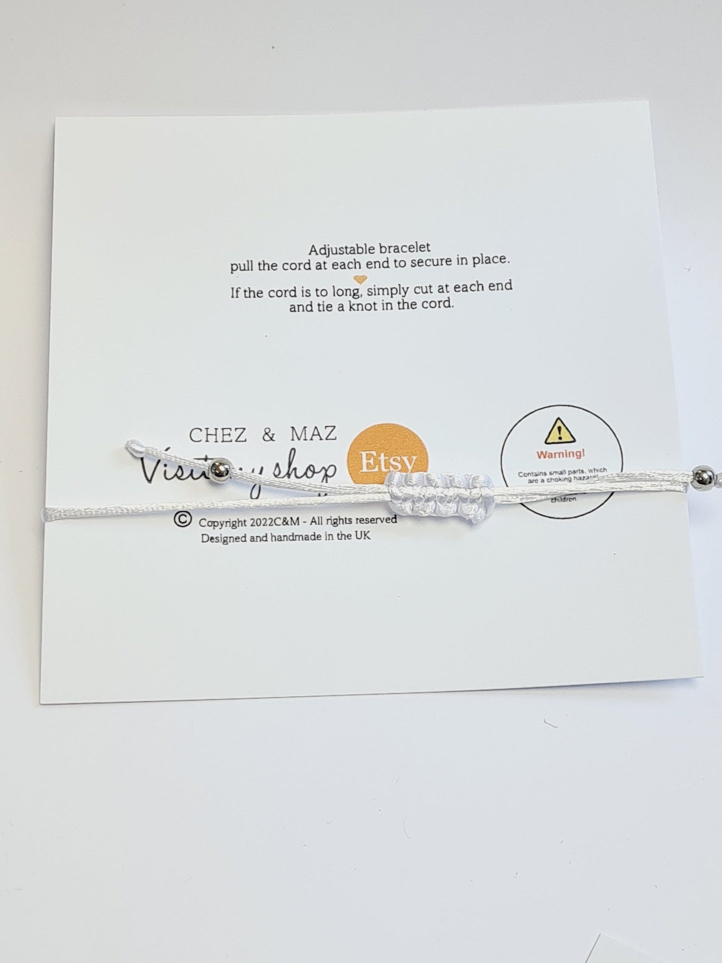 Simple Heart - Personalised Baby Shower Wish Bracelet, Mummy to Be, Charm String Bracelet, Personalised Gift - Cy7