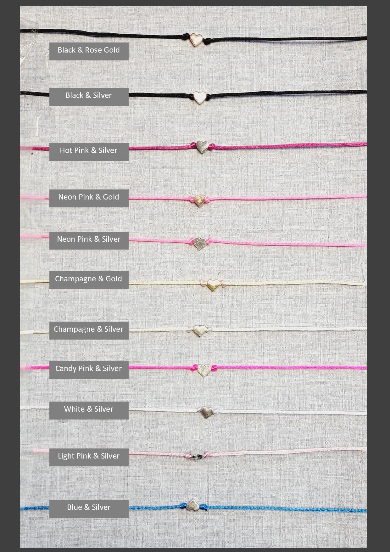 Thank you Wish Bracelets - Thank you gift - Birthday - Christmas - Pink Heart - Friendship Bracelets - Swash