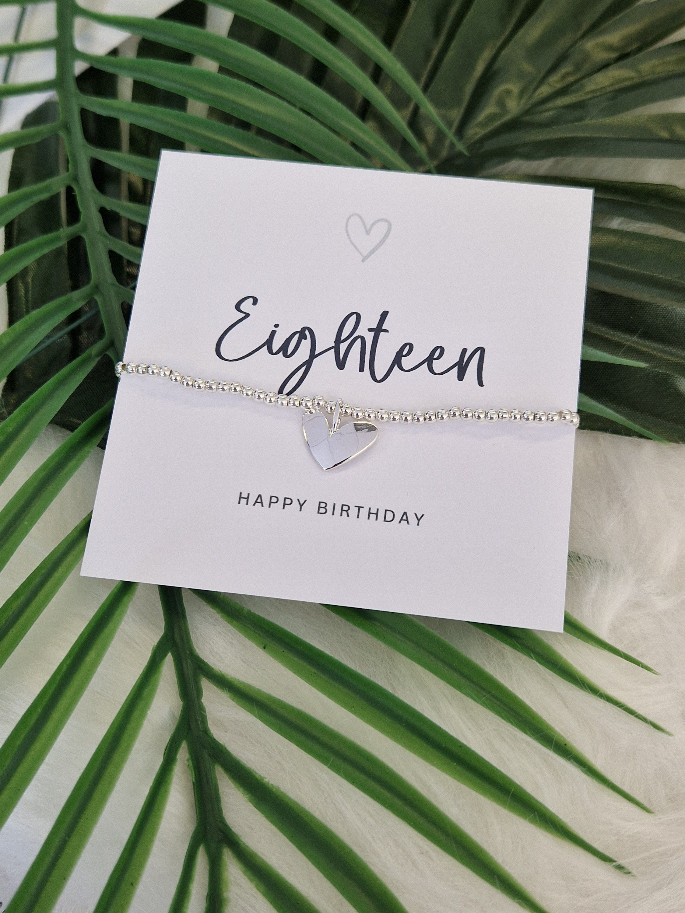 18, Eighteen Happy Birthday Silver Plated Bracelet,  Heart Charm I 18th Birthday Bracelet, 18th Birthday Gift, Happy 18th gift E4
