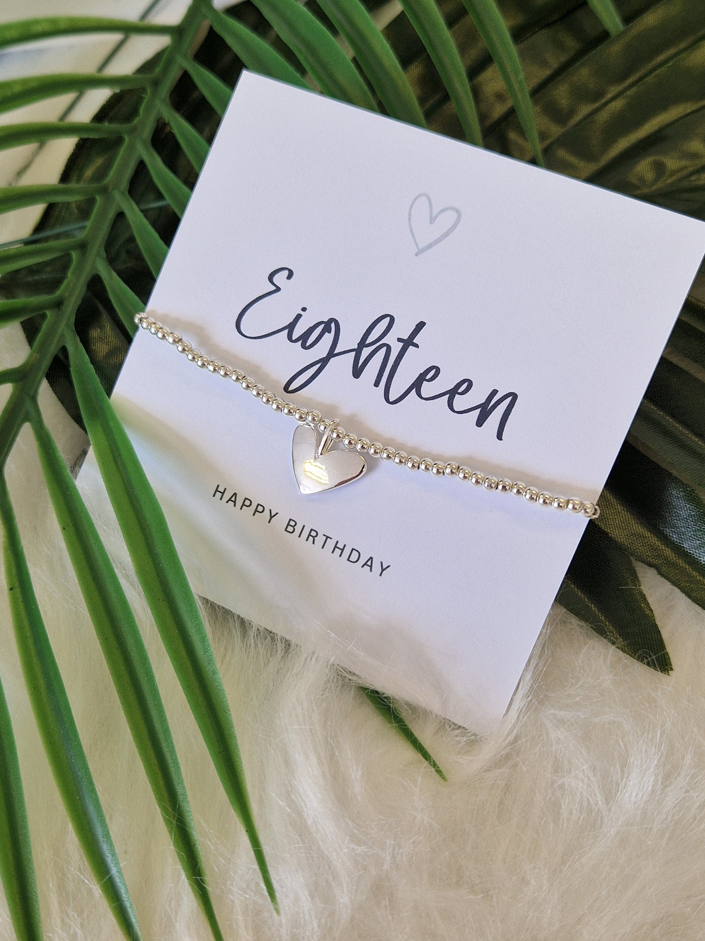 18, Eighteen Happy Birthday Silver Plated Bracelet,  Heart Charm I 18th Birthday Bracelet, 18th Birthday Gift, Happy 18th gift E4