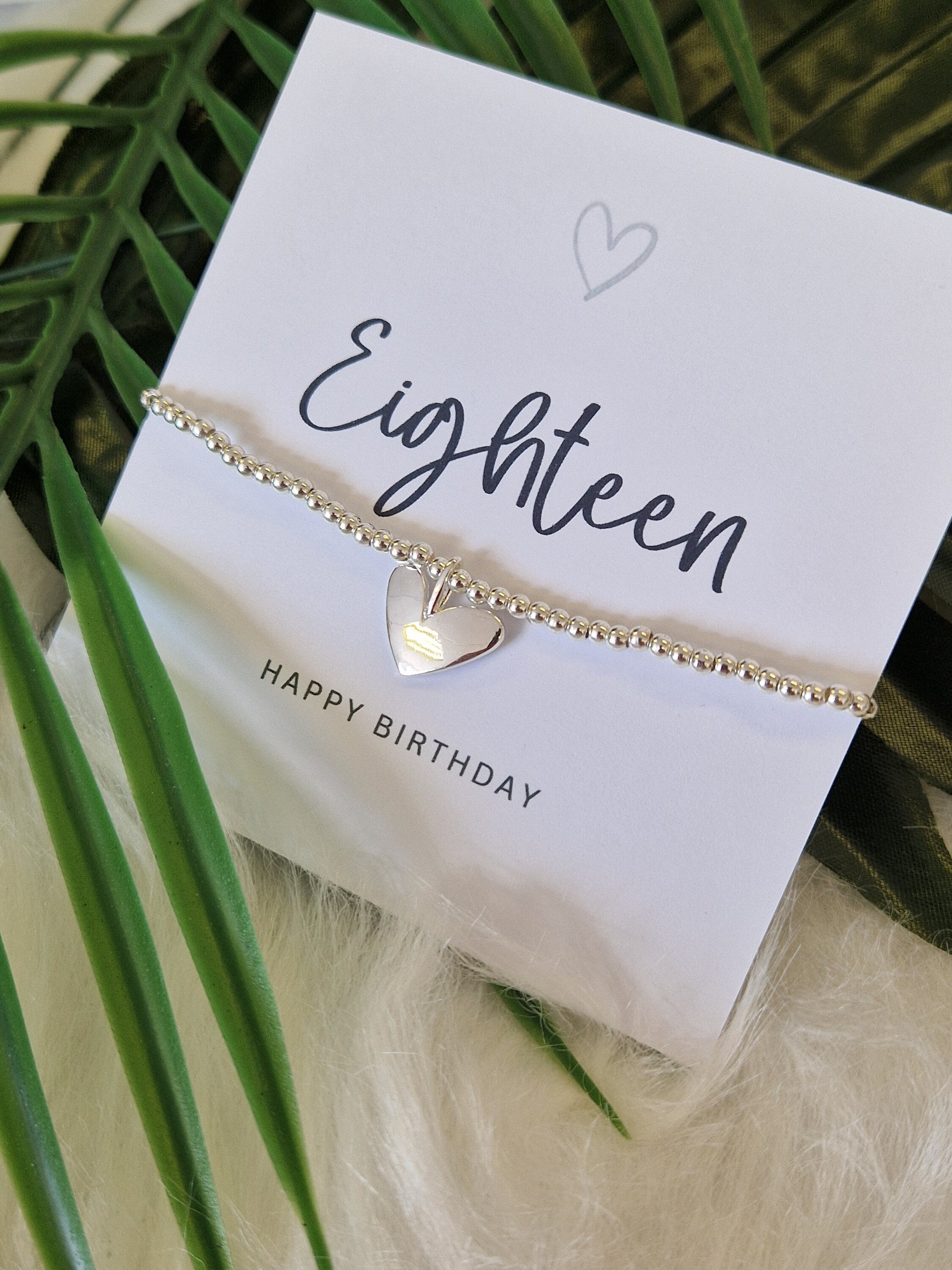 18, Eighteen Happy Birthday Silver Plated Bracelet,  Heart Charm I 18th Birthday Bracelet, 18th Birthday Gift, Happy 18th gift E4