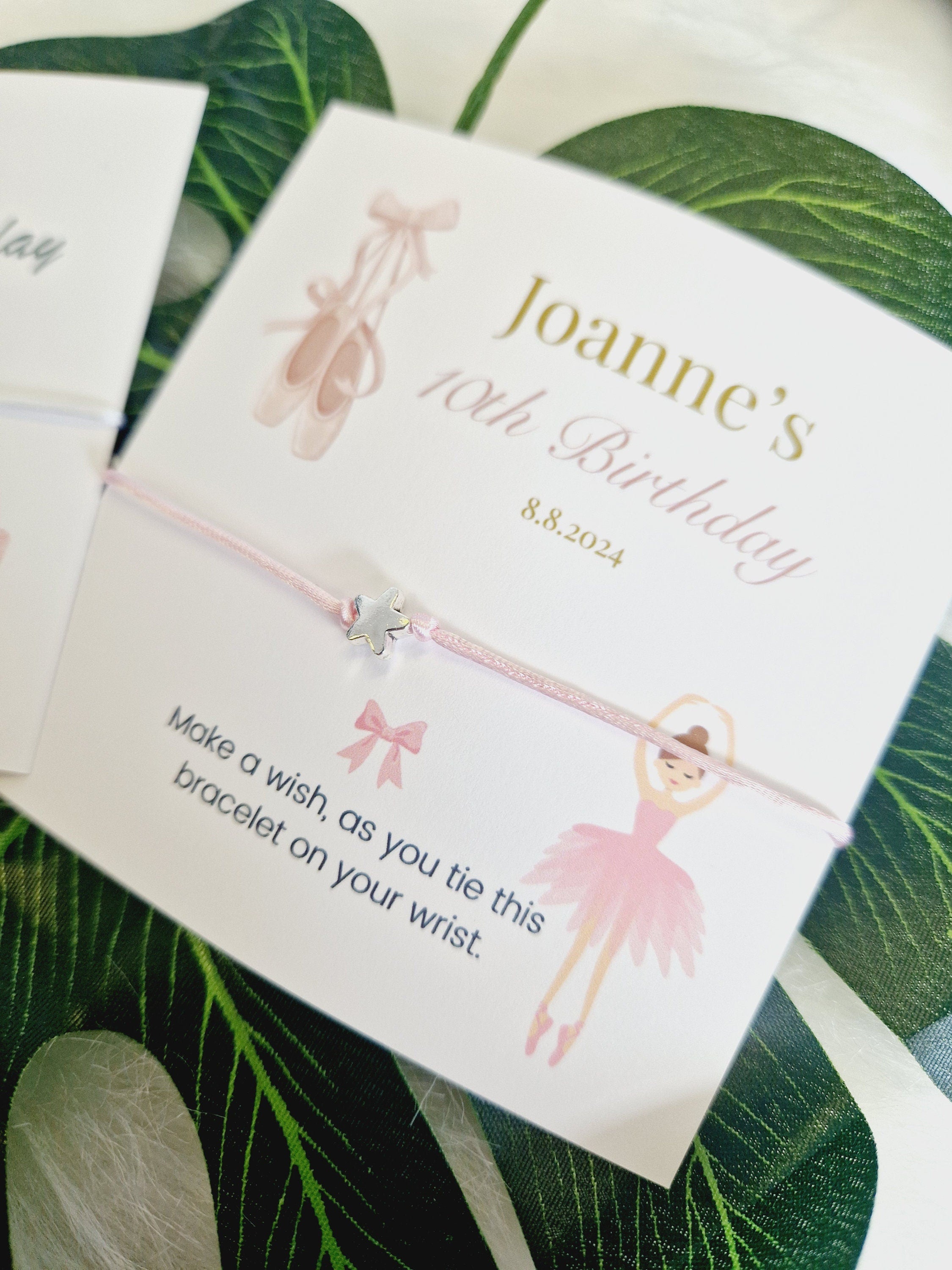 Ballet Dancer Design Birthday - Wish String Charm Bracelet - Party bag filler - Personalised - Hen Party - Hen Weekend Party Ballet 1