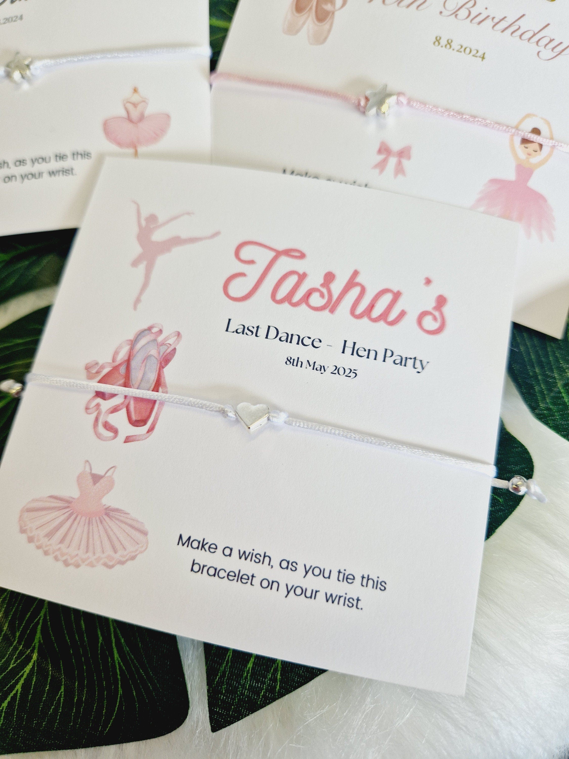 Ballet Dancer Design Birthday - Wish String Charm Bracelet - Party bag filler - Personalised - Hen Party - Hen Weekend Party Ballet 1