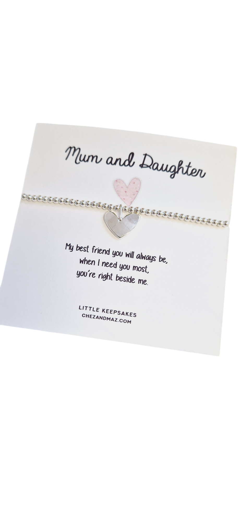 Mum and Daughter - Silver Plated Bracelet - Heart Charm - Gift - Love - Birthday - Thank you