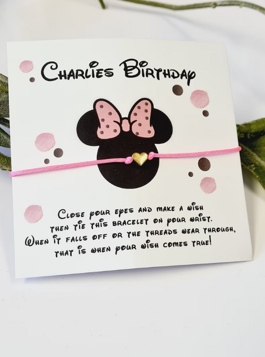 Polka Dot - Disney Minnie Mouse Inspired Birthday - Disney Trip Wish Bracelets - Personalised -Goodie Bag Filler - Orlando Paris-PD6