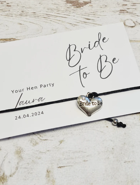 Calligraphy Hen Party Wish Bracelets - Personalised - Goodie Bag Filler - Hen Weekend, Hen Do, Girls Weekend - Bride to Be - CA9