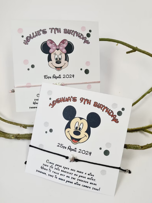 Disney Minnie Mouse I Mickey Mouse Inspired Wish Bracelets I Personalised I Disney Birthday I DisneyTrip I Orlando I Paris I Cruise -PD6