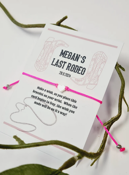 Last Rodeo Pink Hen Party Wish Bracelets I Personalised I Goodie Bag Filler I Hen Weekend IHen Do I Hen Holiday I Bride to Be - FC57