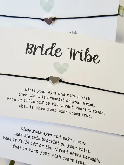 Bride Tribe ~ Hen Party Wish Bracelets - Hen Weekend - Goodie Bag Filler - Hen Weekend, Hen Do - Sage Green Heart - Bride to Be - CA13