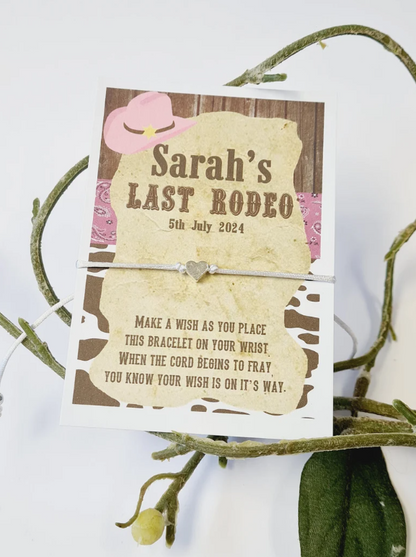 Last Rodeo Pink Hen Party Wish Bracelets I Personalised I Goodie Bag Filler I Hen Weekend IHen Do I Hen Holiday I Bride to Be - RR50